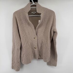 Vince Womens Boucle Wool Camel Hair Mohair Cardigan Sweater Taupe M NWT Luxury